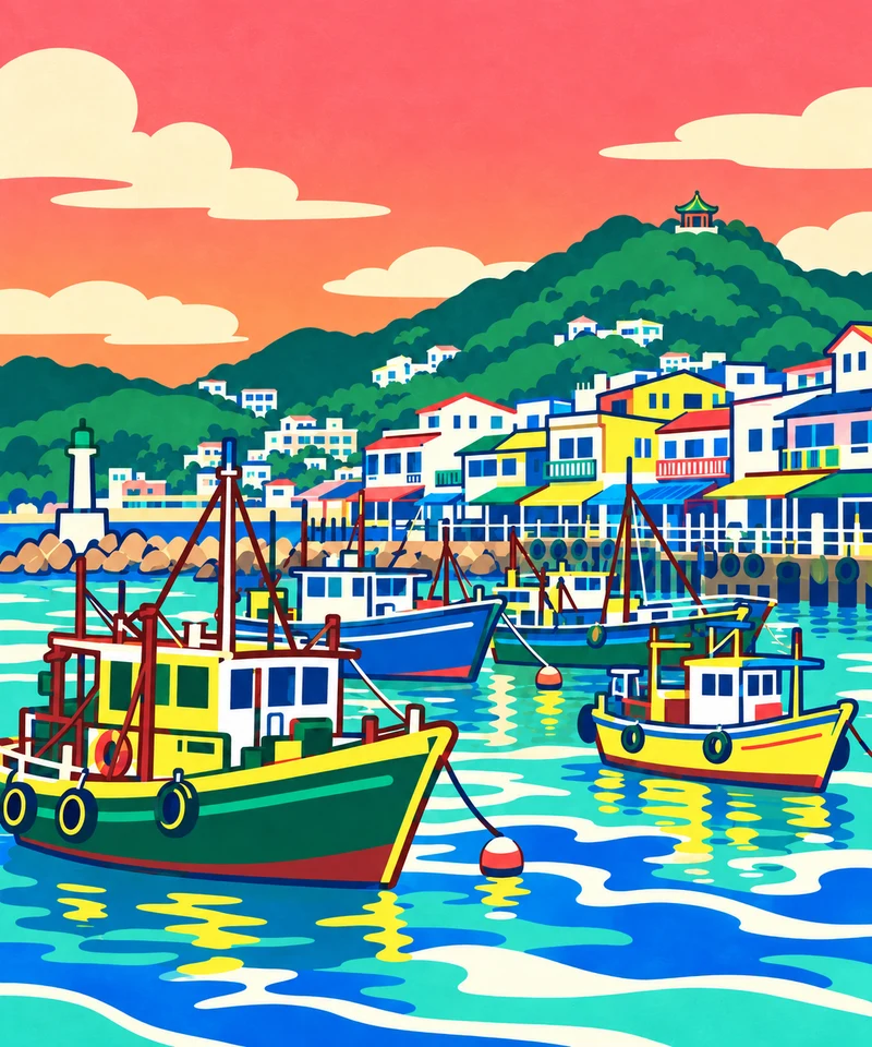 長洲 · 現代色塊版畫插畫
