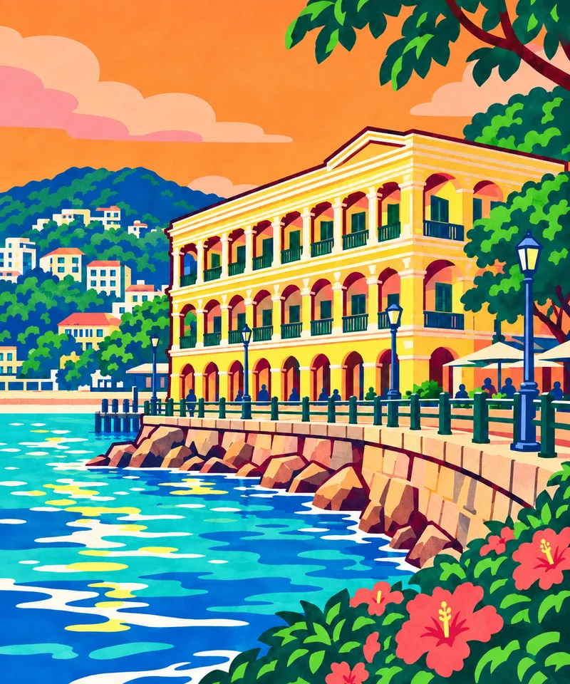 赤柱 · 現代色塊版畫插畫
